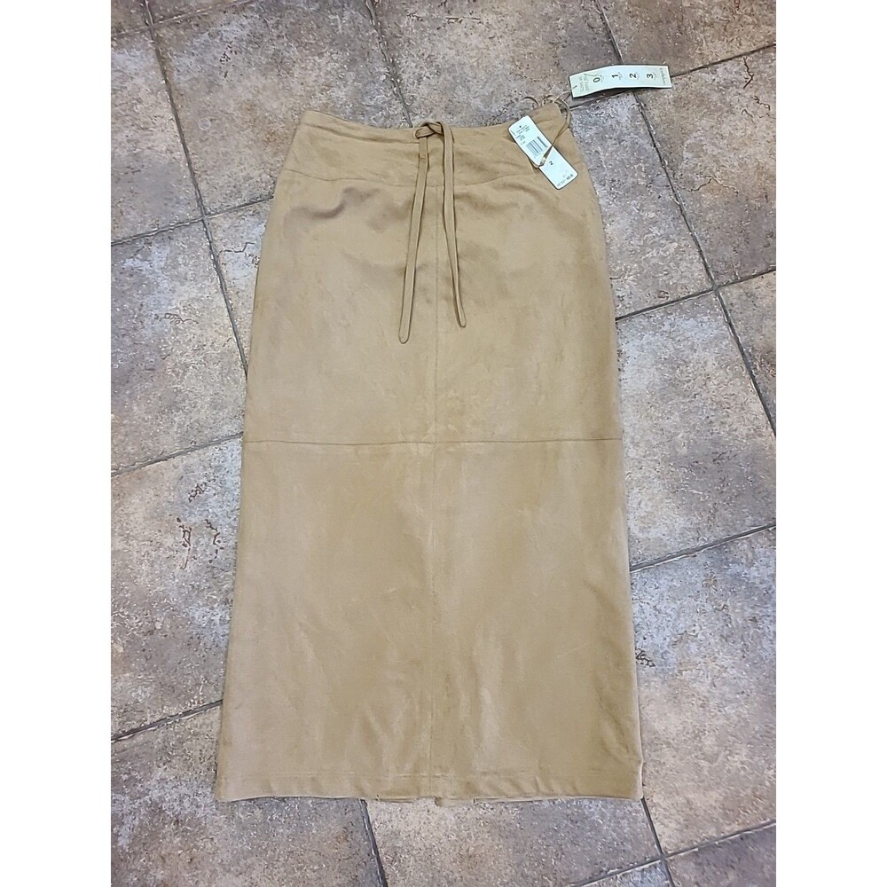 VTG Easy Spirit women's TAN skirt sz 2 microsuede front tie back slit Sz 10/12